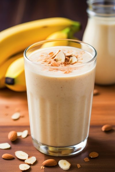 healthy smoothies for flat stomach UK banana oats breakfast energy drink