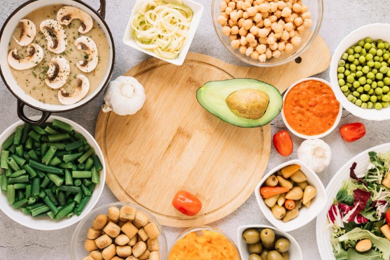 Vegetarian Protein Sources USA including beans, tofu, nuts, and whole grains on a kitchen table