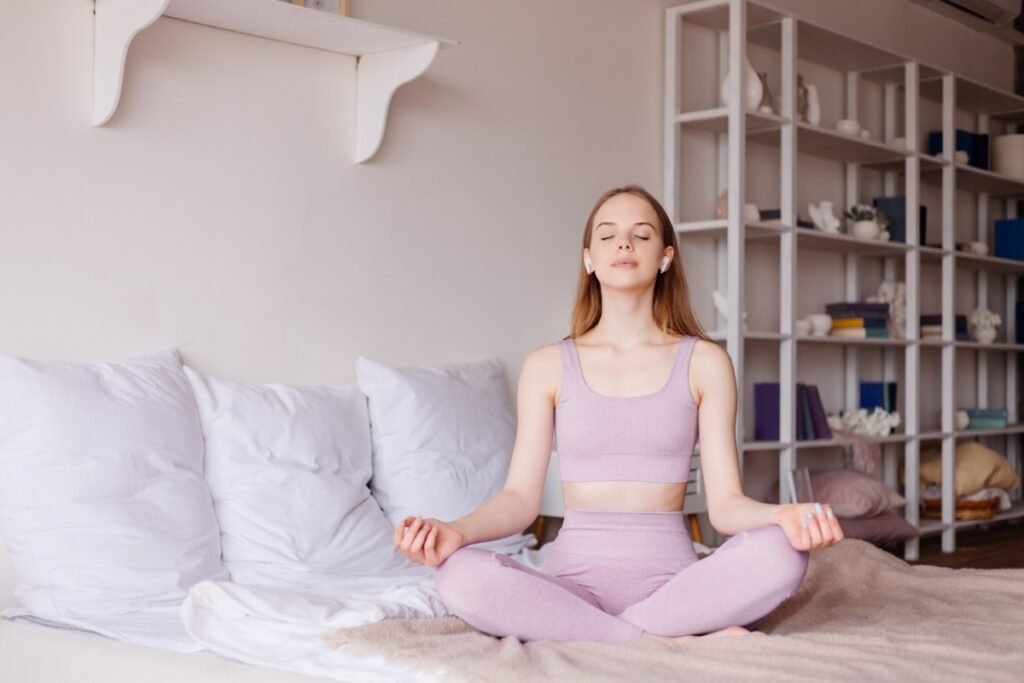 Person practicing Best Meditation for Stress and Anxiety USA in a calm home setting