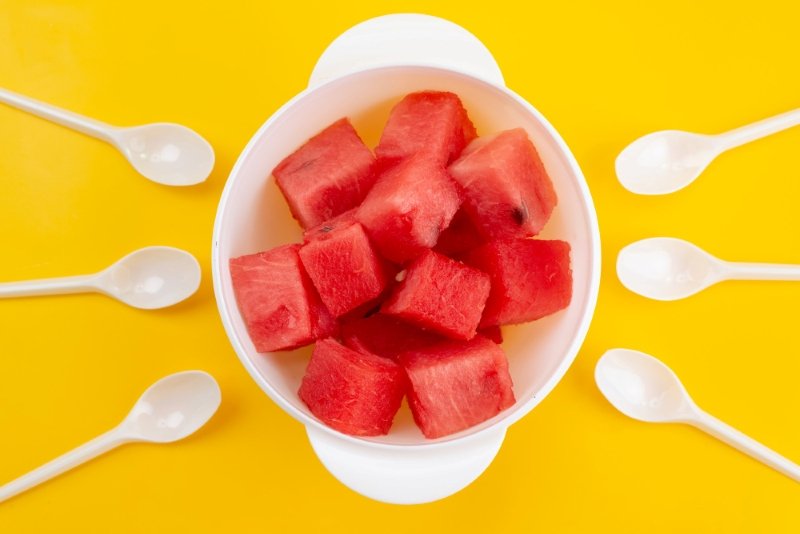 100g serving example showing Watermelon Calories in USA with accurate portion measurement