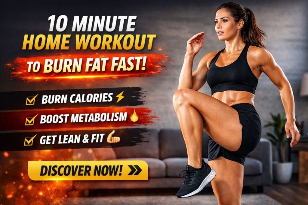 "10 Minute Home Workout to Burn Fat Fast – Quick, high-intensity exercises for busy professionals."