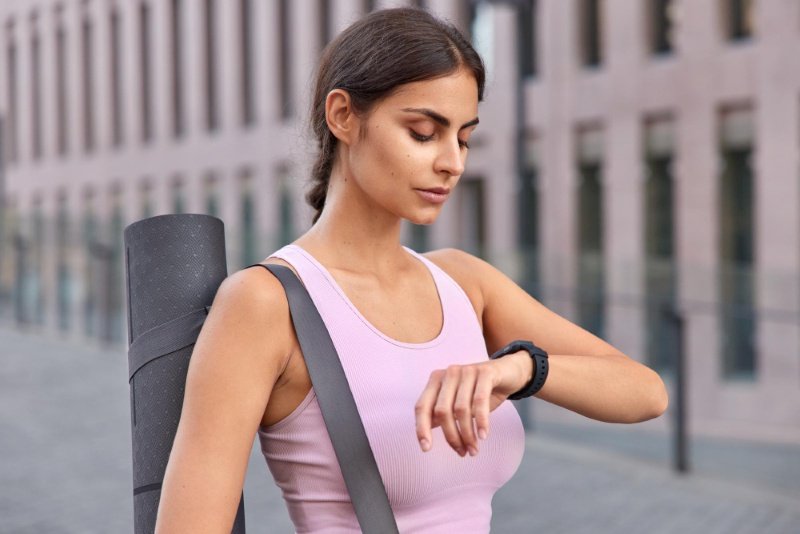 Athleisure yoga wear fitness tracker smartwatch lifestyle USA