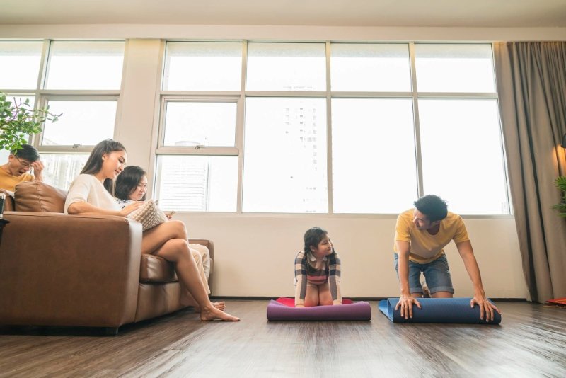 family practicing mental wellness as part of Healthy Lifestyle Tips for USA Families