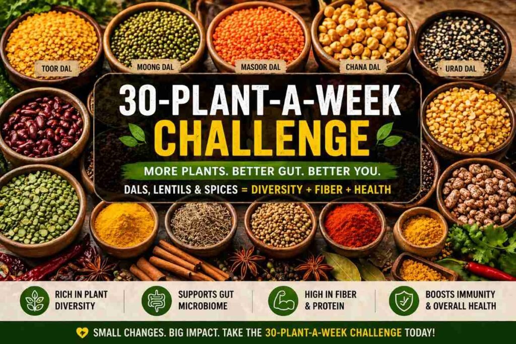 indian dals lentils used in 30-Plant-a-Week Challenge for plant diversity and fiber