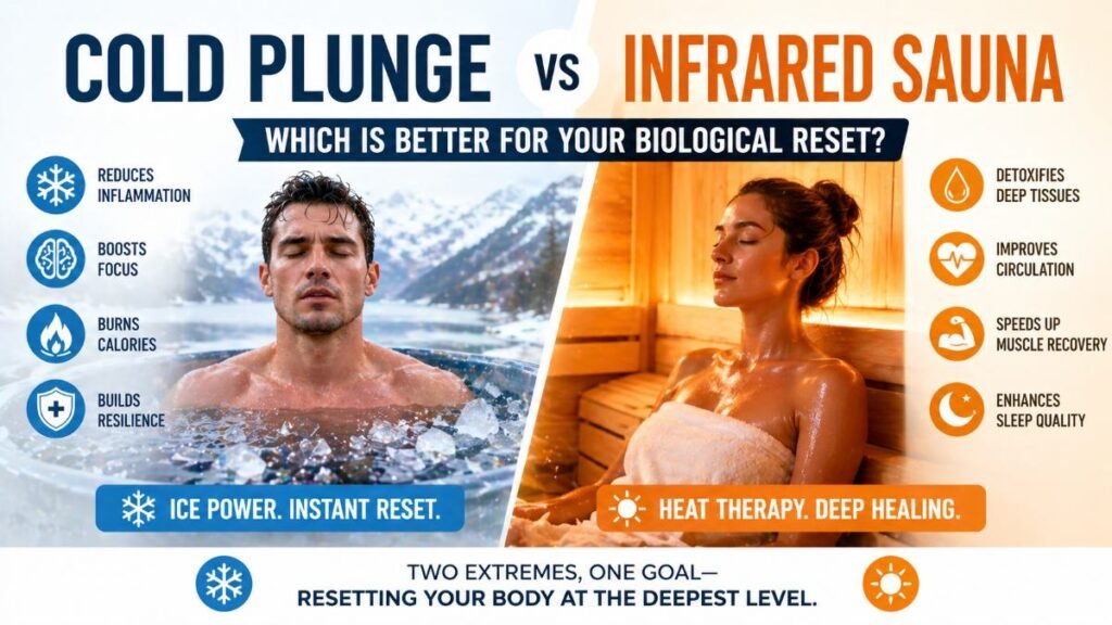 cold plunge vs infrared sauna which is better biological reset recovery therapy comparison