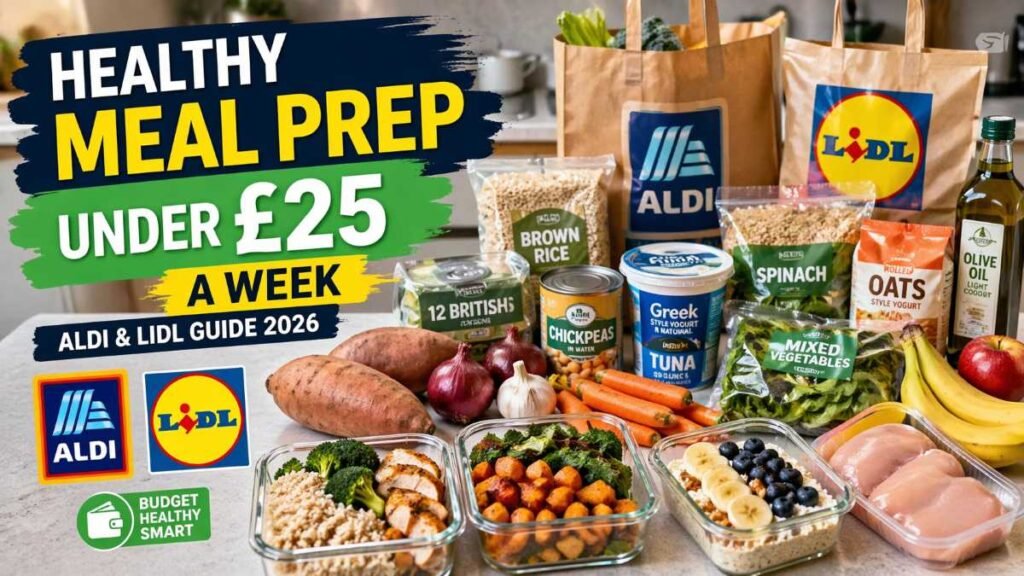 healthy meal prep under £25 a week UK Aldi Lidl budget meal prep 2026