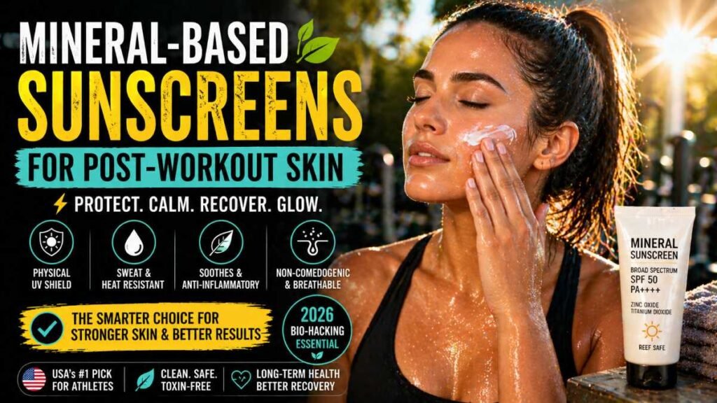 Mineral-Based Sunscreens for Post-Workout Skin athlete applying sunscreen after workout glowing skin protection