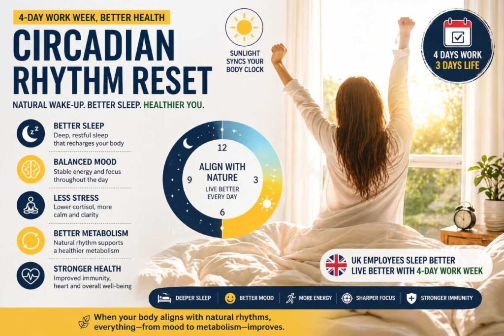 circadian rhythm reset UK employees better sleep 4 day work week health benefits