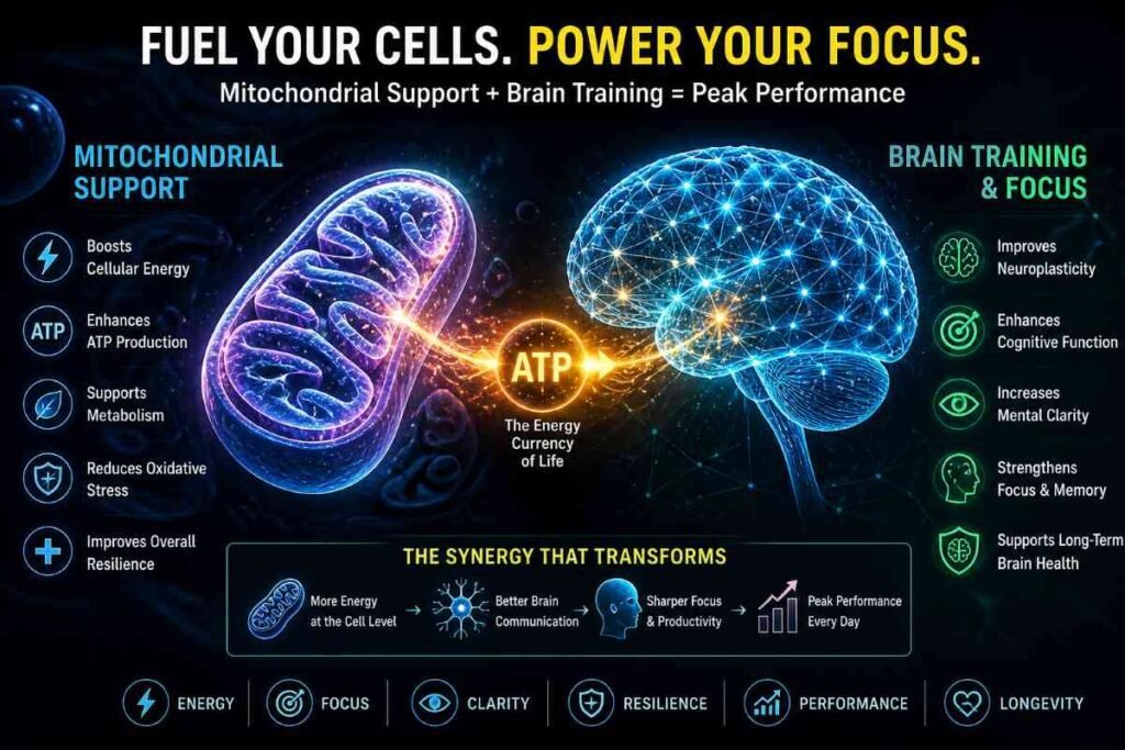 Enhancing mitochondrial health to power the metabolic demands of neurofeedback training.