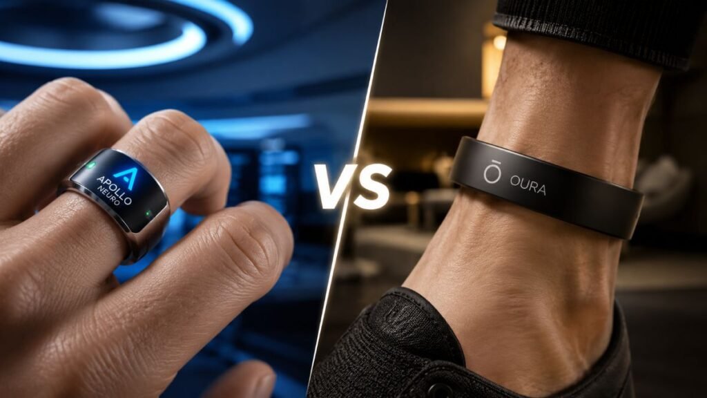 Apollo Neuro vs Oura Ring comparison for stress relief and sleep tracking in 2026.