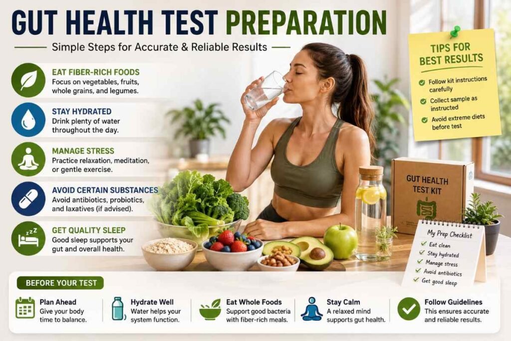 Viome vs Thorne gut health test preparation with hydration fiber diet and healthy lifestyle routine