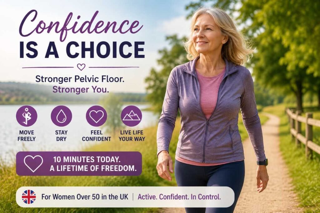 Confident British woman enjoying active life after Pelvic Floor Exercises for Women Over 50 UK Health Guide