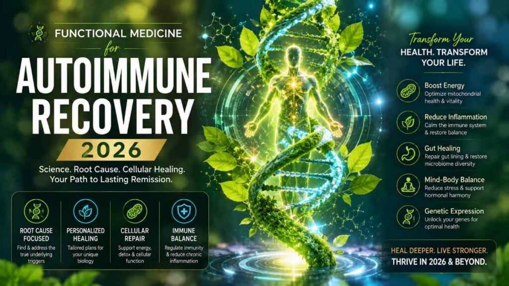 Comprehensive approach using functional medicine for autoimmune recovery to optimize cellular pathways and genetic expression in 2026.