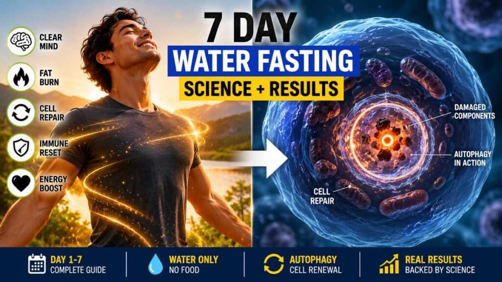 A comprehensive guide to achieving optimal 7-Day Water Fasting Results through autophagy and metabolic reset.