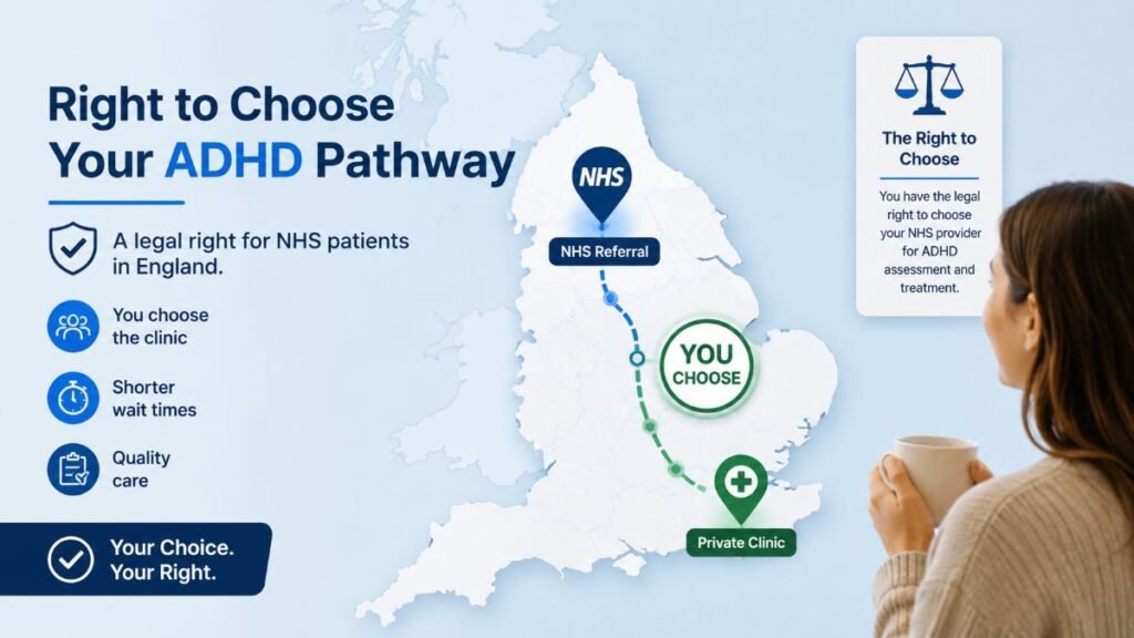 Navigating NHS Right to Choose to optimize private ADHD assessment UK cost & waiting times.