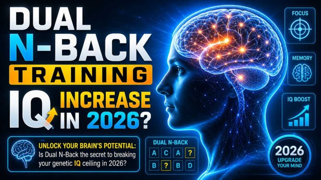 A digital representation of Dual N-Back Training enhancing human IQ and cognitive focus in 2026.