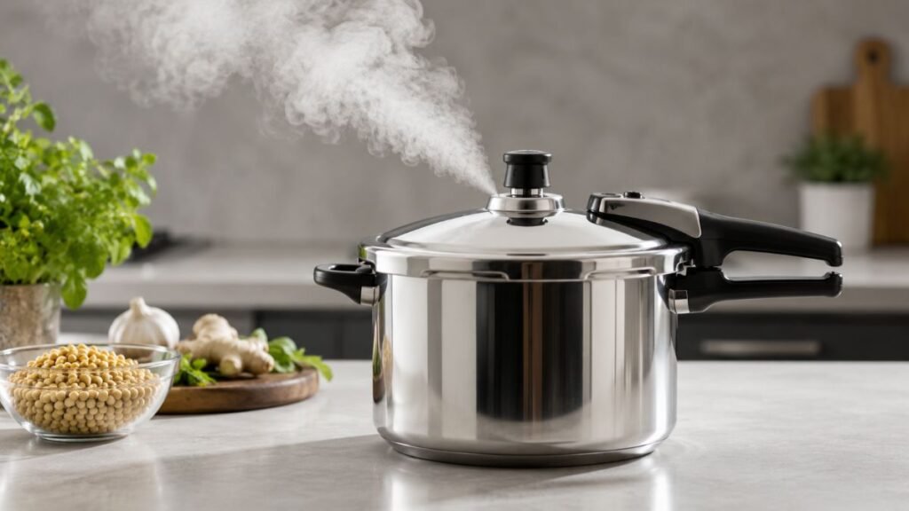 A pressure cooker breaking down plant lectins to create the best high-protein meat alternatives for gut health.
