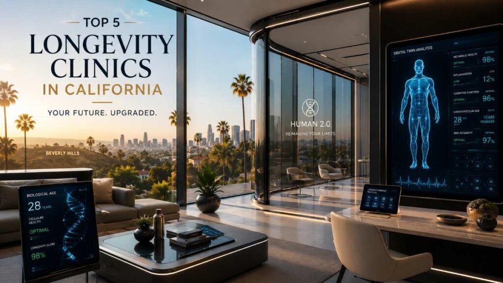 A high-tech medical facility representing the Top 5 Longevity Clinics in California for age reversal.