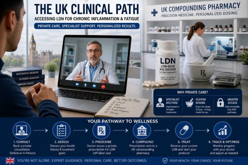 Navigating private prescriptions for LDN for chronic inflammation and fatigue in the United Kingdom.