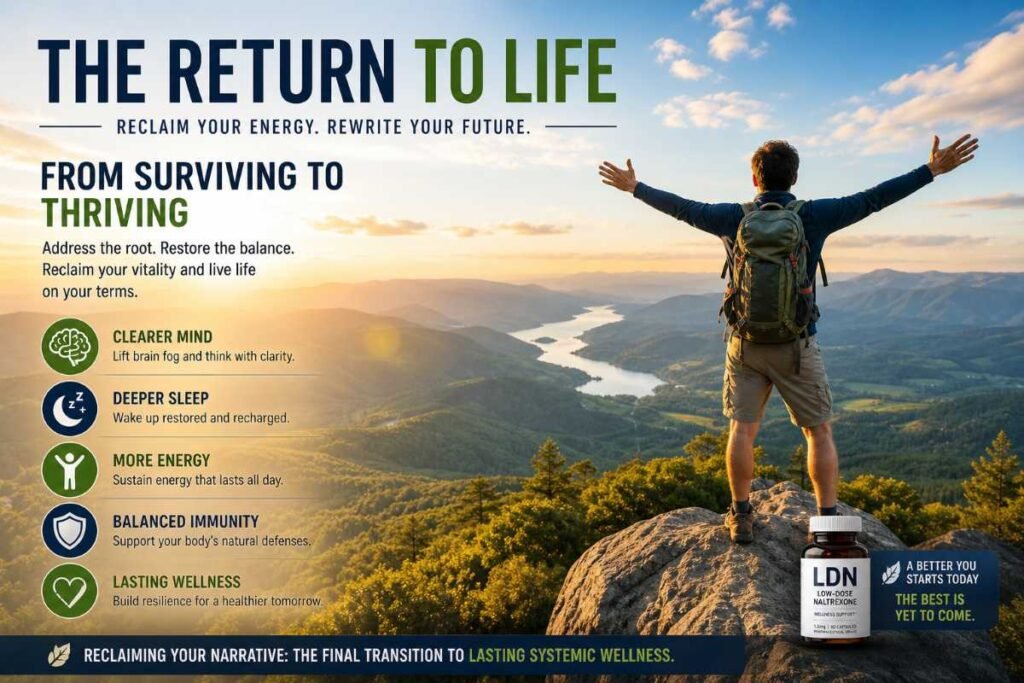 A person regaining their vitality and life after addressing chronic inflammation and fatigue.