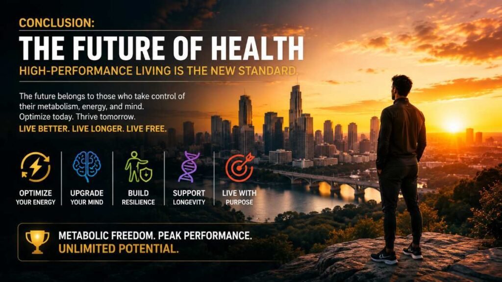 A person looking at a sunrise over a city skyline, representing a future defined by Metabolic Flexibility and resilience.