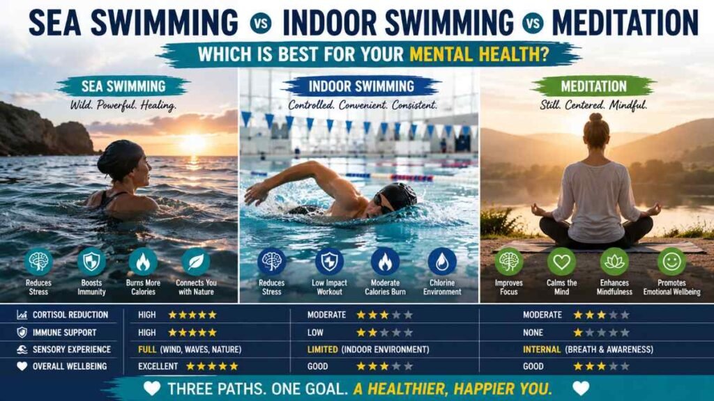 Sea swimming compared with meditation and indoor swimming for stress reduction and wellness