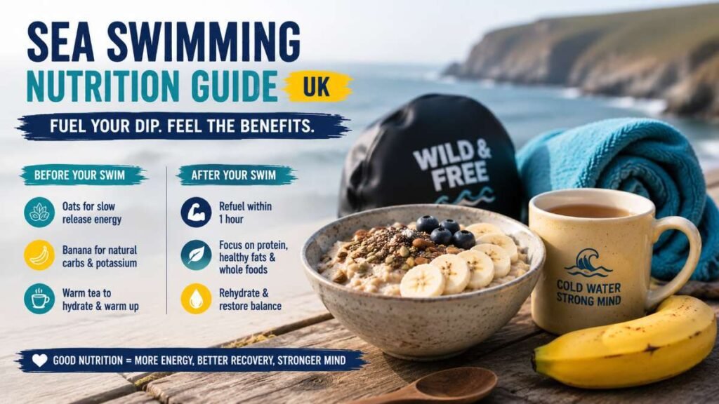Best nutrition guide before sea swimming in the UK for energy warmth and recovery