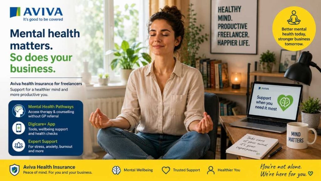 Aviva mental health support and therapy coverage for UK freelancers in 2026