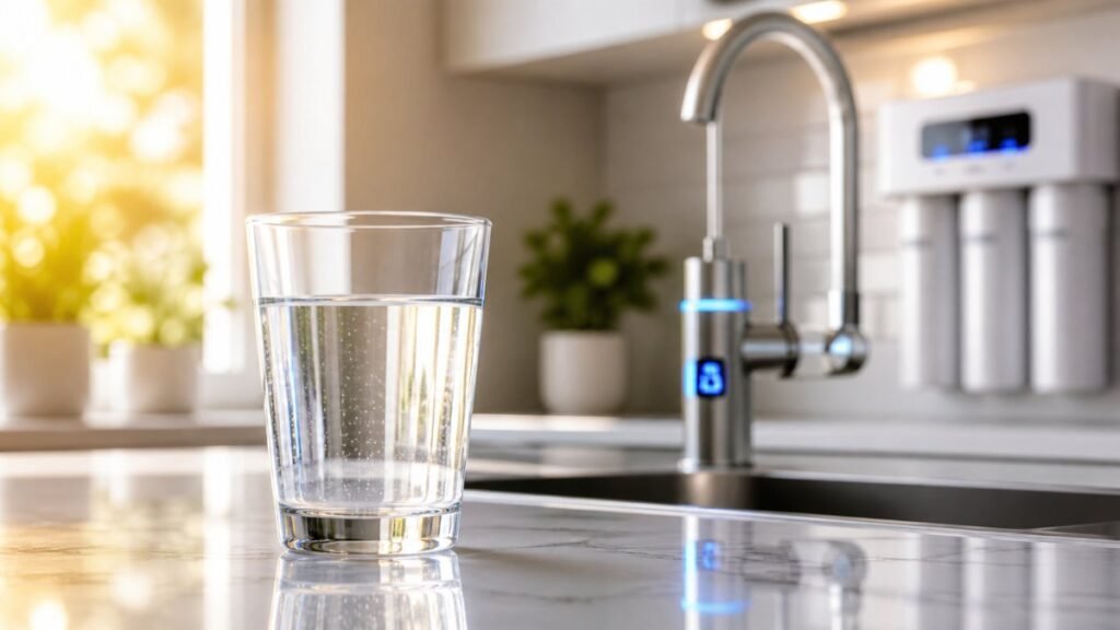 A glass of purified water representing the truth about fluoride in US city water and best filtration 2026.