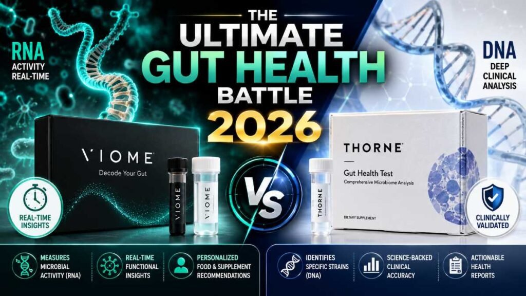 Viome vs Thorne gut health test comparison showing microbiome analysis and personalized nutrition insights