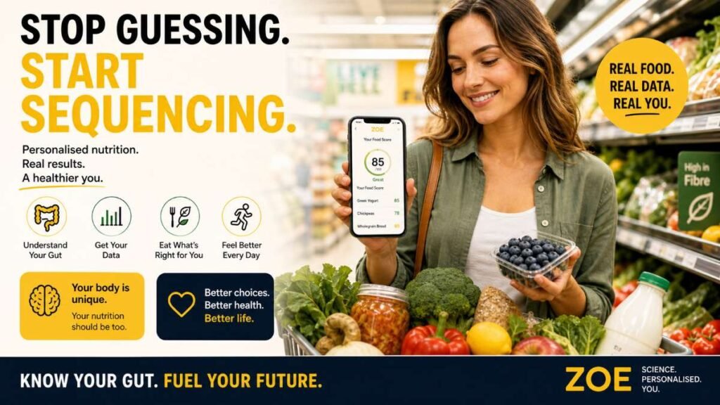 Healthy person shopping for fresh produce using personalized nutrition data