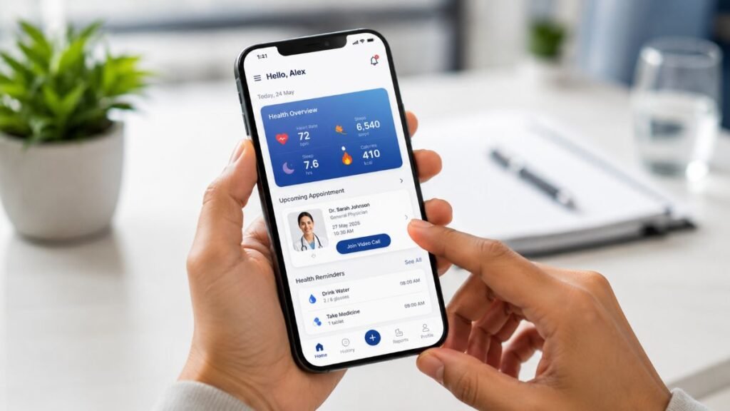 Digital health interface showing telehealth primary care providers