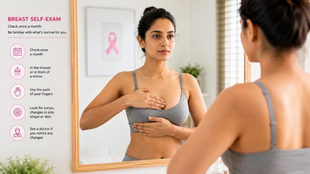Identifying early warning signs of breast cancer through self-exams.