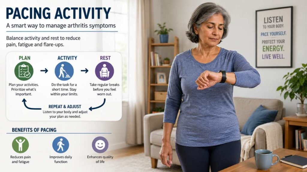 Using the pacing strategy for arthritis symptoms