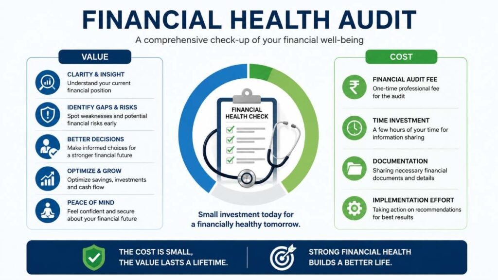 Financial planning infographic for executive physical exam and preventive health investments.