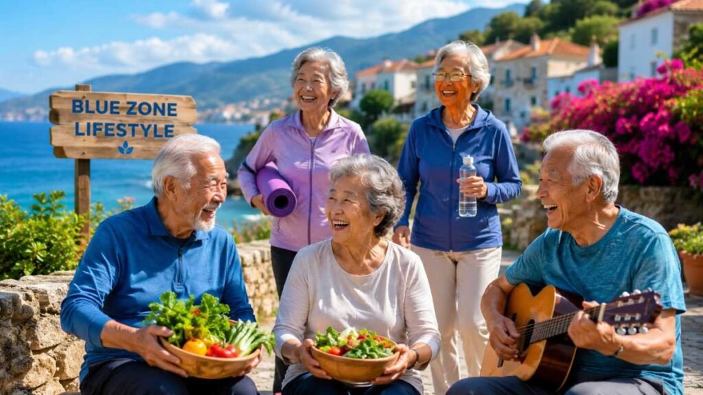 People living the Blue Zone lifestyle with vitality and purpose.