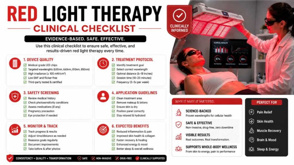 Final verdict and clinical checklist for RLT devices