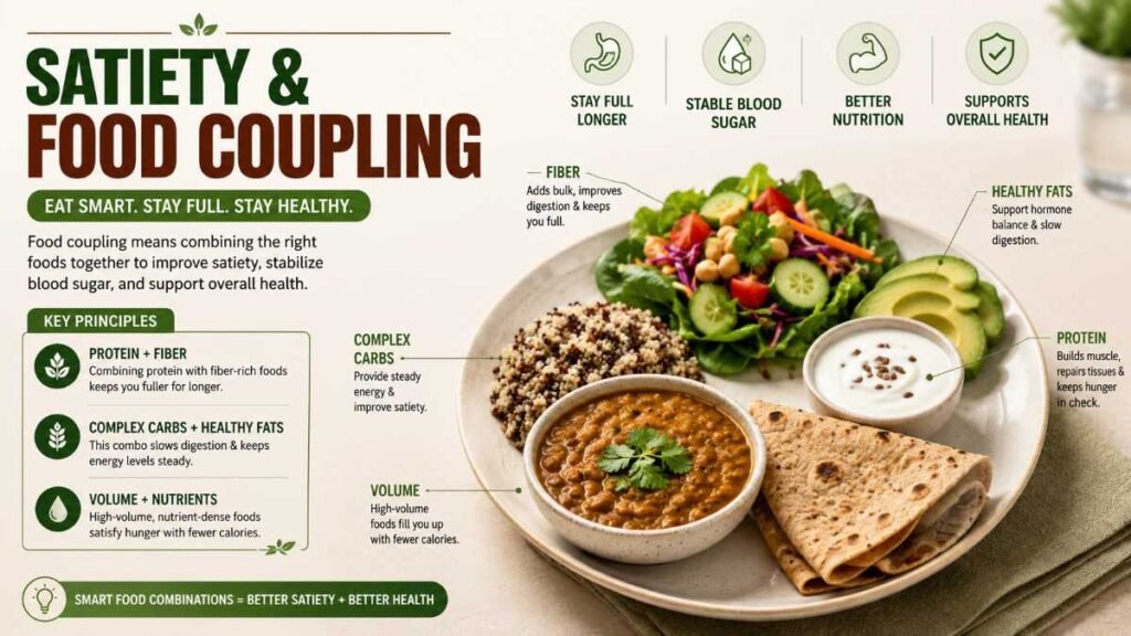 Close-up of fiber and protein-rich foods being paired for metabolic stability.